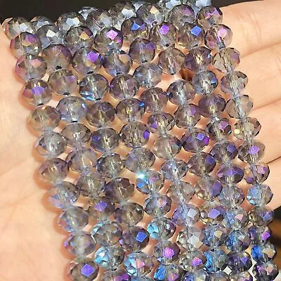 Faceted Glass Crystal Bead Rondelle Loose Beads DIY Bracelets 4/6/8/10/12/14mm • $7.86