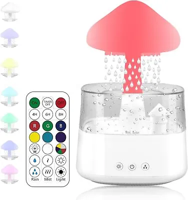 450ml Rain Cloud Humidifier With Raindrop Sound Essential Oil Diffuser LED Light • £22.96