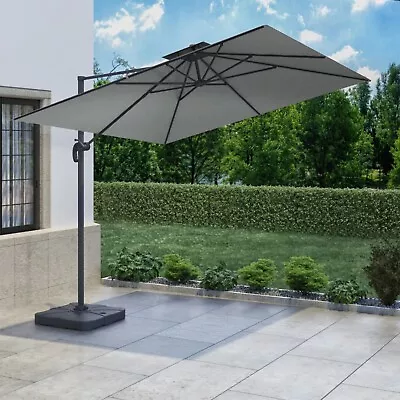 3x3m Grey Square Cantilever Parasol With Base And Cover Included  - Como FTR064 • £229.92