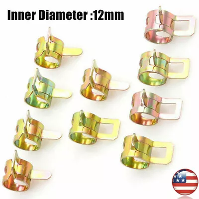 50PCS 1/2  12mm Spring Hose Clamps Fuel Pipe Water Line Air Tube Clip Fastener • $8.62