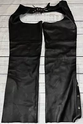 Wilsons Open Road Mens Black Leather Biker Chaps Size XL Motorcycle Riding • $59.49