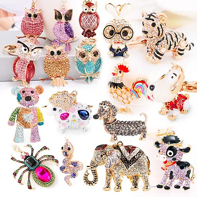 Sparkling Animal Keychain Keyring Rhinestone Crystal Charms Cute Bag Pendant • $7.99