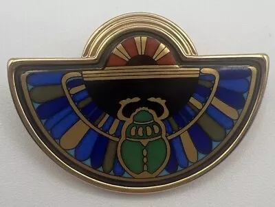 MICHAELA FREY Half-moon Art Deco Egyptian Scarab Design Enamel Brooch Pin • $68.95