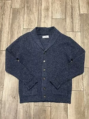 Line Of Trade Shetland Wool Dockside Shawl Button Up Cardigan Blue Mens L • $35