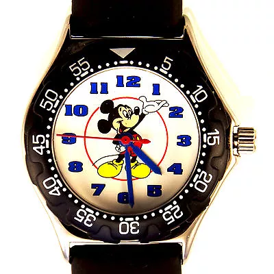 $78.85 • Buy Mickey Mouse Disney Time Works Fossil Watch Easy Read Number Dial Diver Look $79