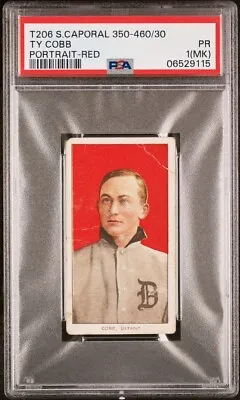 1909-11 T206 Ty Cobb Portrait - Red Sweet Cap. 350-460/30 PSA 1(MK) #06529115 • $3678.70
