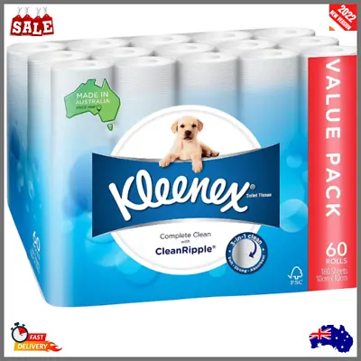 $69.10 • Buy New Kleenex Toilet Paper Tissue Rolls 2 Ply 180 Sheets Soft Toilet Roll Bulk AU