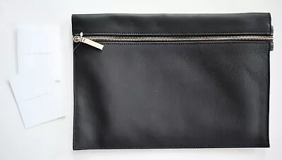 New VICTORIA BECKHAM CALF & BUFFALO LEATHER Large ZIP POUCH Clutch Folio Case • $345