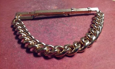 Vintage Simple Chic Gold-Tone TIE BAR / CLIP With Thick Hang Chain 3.5  Wide • $7