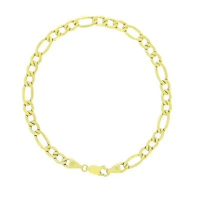 10K Yellow Gold 5.5mm Figaro Chain Bracelet Mens Women 7  7.5  8  8.5  9  Hollow • $148.99