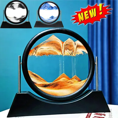 3D Hourglass Moving Sand Art Picture Glass Deep Sea Sandscape Quicksand Painting • £8.89