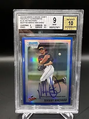 Manny Machado 2010 Bowman Chrome Blue Autograph BGS 9 10 AUTO Great Subs 113/150 • $2100