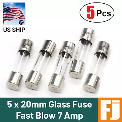 5 Pcs Fast-Blow Fuse 7A 250V Glass Fuses 5 X 20 Mm (7 Amp) | US Ship • $6.68