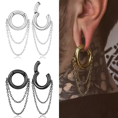 2PCS Chic Chain Ear Weights Hangers 316 Stainless Steel Piercing Body Jewelry • $13.55