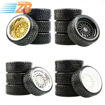 4X 12mm Hex 1:10 RC Flat Drift Tires Wheel For HSP HPI On Road Racing Model Car • $18