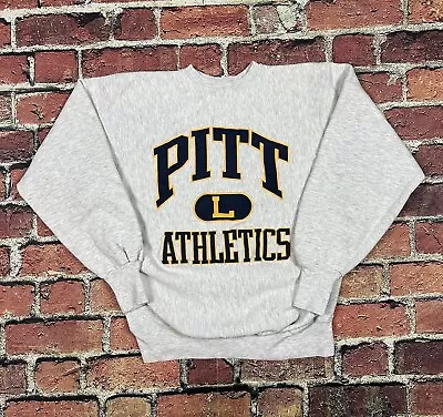 Vintage Pitt Athletics University Of Pittsburgh Crewneck Sweatshirt Pro Weave L • $44.99