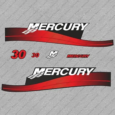 Mercury 30 Hp Two Stroke Outboard Engine Decals Sticker Set Reproduction 30HP • $44.99