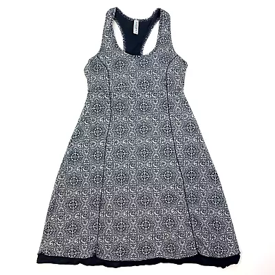 $19.99 • Buy Soybu Gray Ivory Patterned Yoga Dress Lined Racerback Shelf Bra Womens M