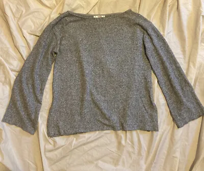 $15 • Buy Pull And Bear Grey Marle Knit Top With Bell Sleeve Size S