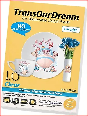 £13.25 • Buy TransOurDream Tru-Waterslide Decal Paper Laser Clear 10 Sheets A4 Printable