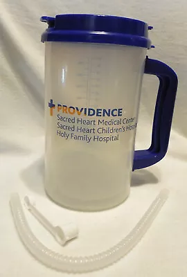 New 32oz Hospital Mug Double Wall Drinking Cup Straw W/Cap Ozs/cc/ml • $15