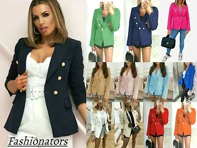 £24.99 • Buy Women’s Gold Button Blazer Ladies Double Breasted Smart Formal Office Jacket