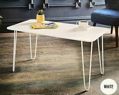 White Coffee Table With White Hairpin Leg Living Room Furniture Rectangle Table • £21.99