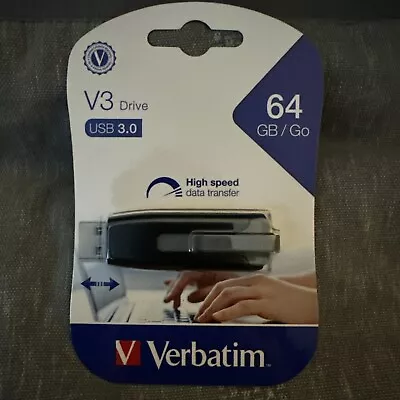 Verbatim 49174 SuperSpeed USB 3.0 Store 'n' Go V3 Flash Drive (64GB) • $19.99