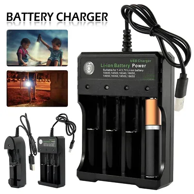 Li-ion Battery Charger 4 Slot For 10440 14500 16340 Rechargeable Batteries/ • £7.38