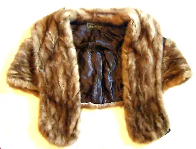 Good Vintage 60s Lined Mink Fur Stole Shawl Wrap Medium Brown Hollywood Regency • $55
