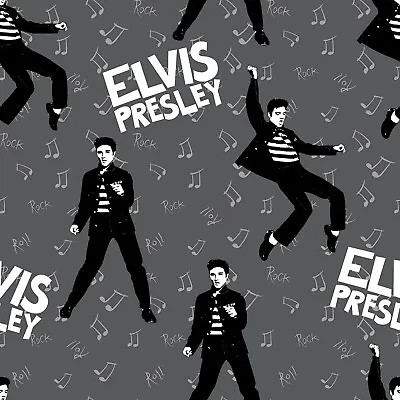 BTY Elvis Presley King Of Rock Authentic Brands Cotton Fabric Yard 76887 • $11.50