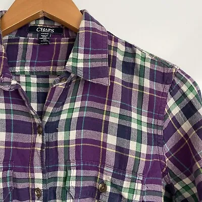 Chaps Ladies Purple Plaid Long Sleeved Shirt Size M Petite • £8