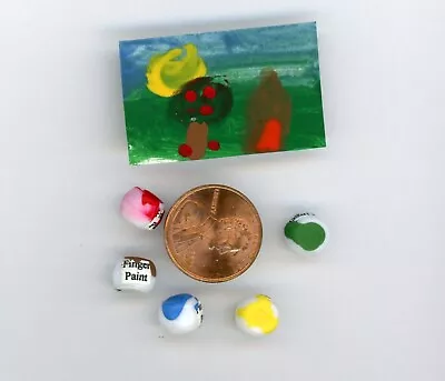 Miniature Dollhouse Bead Finger Paint Jars W/ Picture-- Picture Varies • $4.19