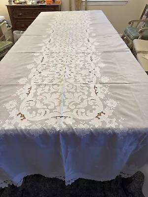 Madiera Cutwork And Applique Tablecloth • $175