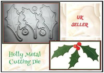 £4.30 • Buy Christmas Holly & Berries Metal Cutting Die Craft Card Making Stencil DIY UK