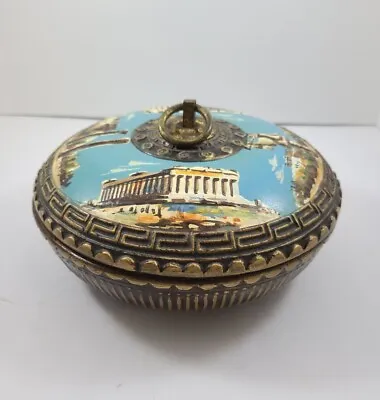 Vtg Greece Pottery Bowl With Lid Made In Greece Handpainted  • $15.90