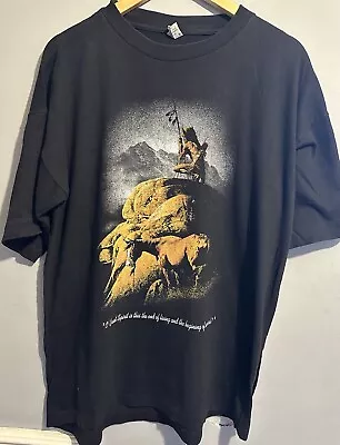 Vintage Horse Graphic Native American T-Shirt Size Large Single Stitch 90s • £19.99