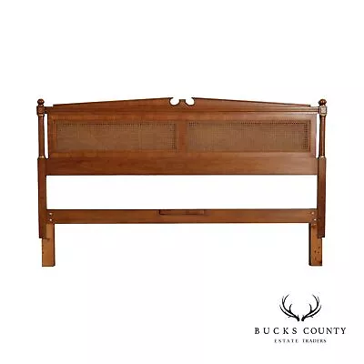 Henredon Regency Style King Size Walnut And Cane Headboard • $895