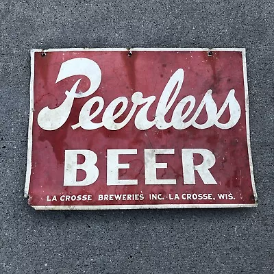 Vintage Peerless Beer Sign Metal 15 X11  La Crosse Breweries Inc La Crosse WIS • $40