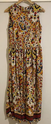 $22 • Buy ASOS Dress Size Aus 12 Drop Waist Yellow Navy Red Cream Tall
