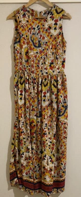 $22 • Buy ASOS Dress Size Aus 12 Drop Waist Yellow Navy Red Cream Tall