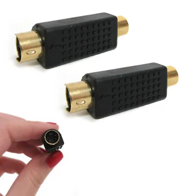 2 Male To RCA Jack Adapter S-Video Composite Video VHS SVHS Plug Connector 4 Pin • $8.49