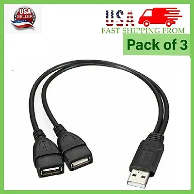 3 X USB 2.0 A Male To 2 Dual USB Female Jack Y Splitter Hub Cord Adapter Cable • $5.49