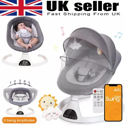Electric Portable Baby Swing Bluetooth Infant Cradle Bouncer Rocker Chair+Timer • £69.90