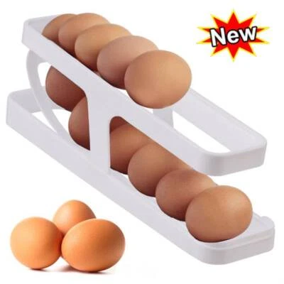 £6.12 • Buy Refrigerator Egg Dispenser Auto Rolling Egg Holder 2Tier Storage Rack