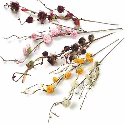 9 Head Tulle Rose And Crystal Spray - Artificial Flowers Craft Fake Stem • £3.99