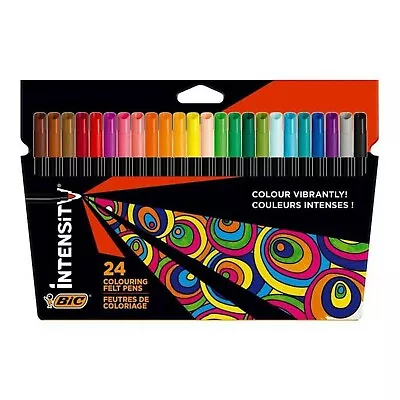 BiC Intensity Felt Tip Colouring Pens Assorted Ink Colours 0.9mm Nib Pack Of 24 • £8.99