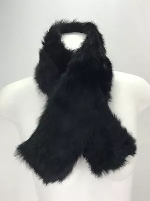 Rabbit Real Fur Collar / Scarf Black For Winter Coat Jacket 46789 • $11.20