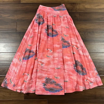 $76.95 • Buy Staud Women's Size 0 Coral Pink Island Print Kona Maxi Skirt