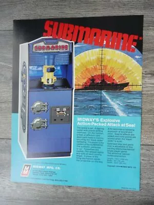 Submarine Video Arcade Machine Flyer Original Midway Brochure • $15